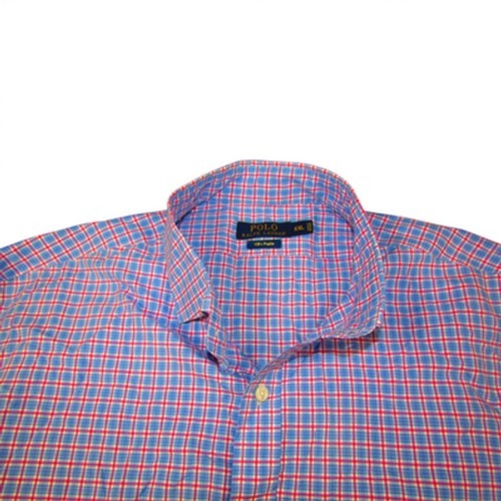 Polo Ralph Lauren Shirt Mens 2XL Blue Plaid Button Down Long Sleeve Casual